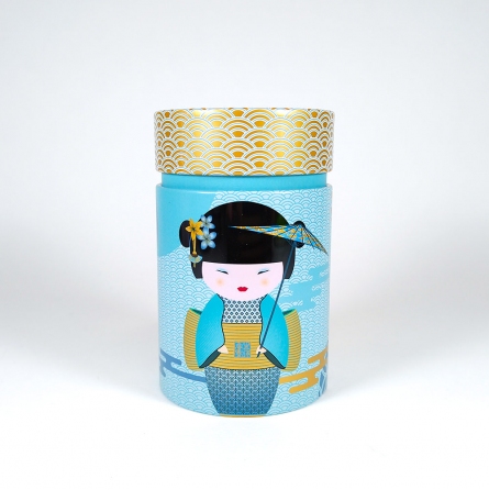 Barattolo per il tè con disegno geisha celeste