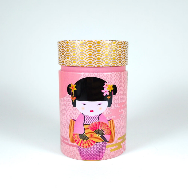 Barattolo per il tè con disegno geisha rosa