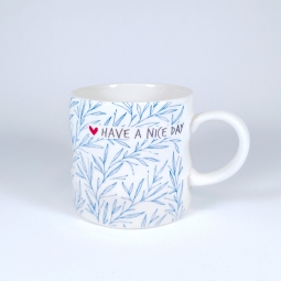 Tazza Have a nice day con disegni stilizzati blu