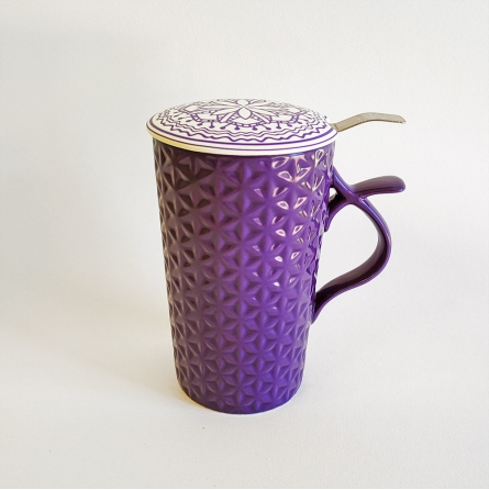 Mug tisaniera in ceramica viola di alta qualità