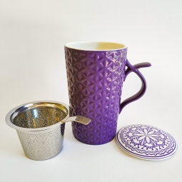 Mug tisaniera in ceramica viola di alta qualità