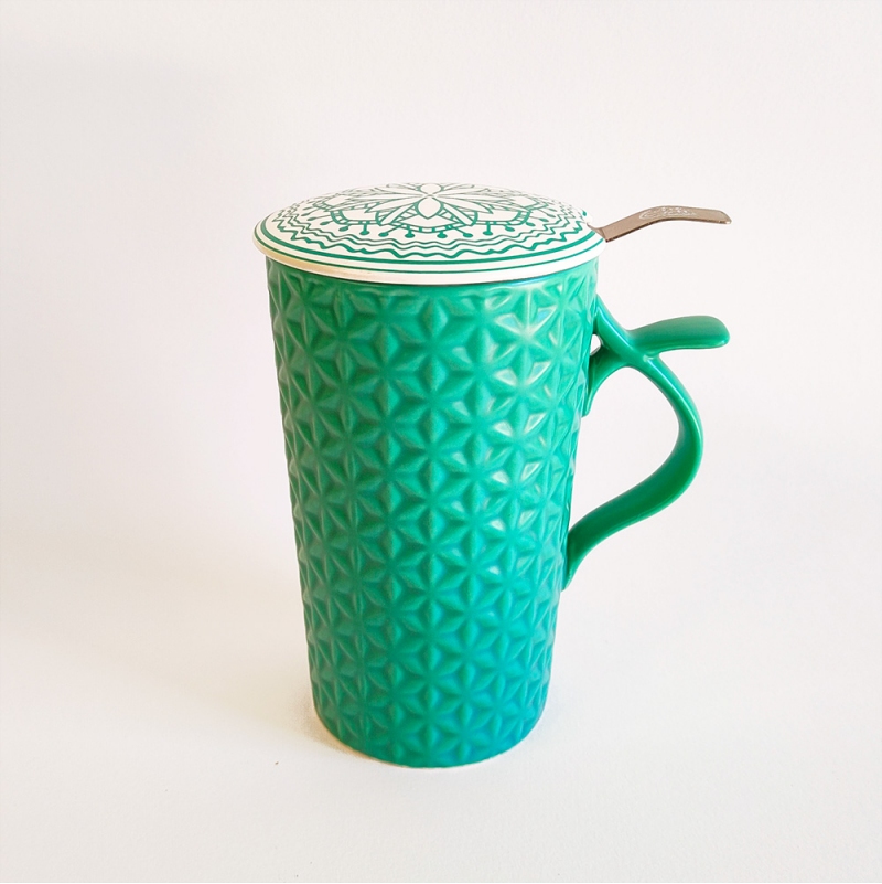 Mug tisaniera in ceramica colroe verde acqua di alta qualità