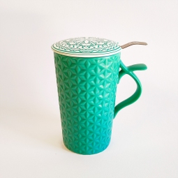 Mug tisaniera in ceramica colroe verde acqua di alta qualità
