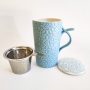 Mug tisaniera in ceramica celeste carta da zucchero di alta qualità