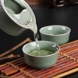 Servizio da tè cinese per 2 celadon Wave